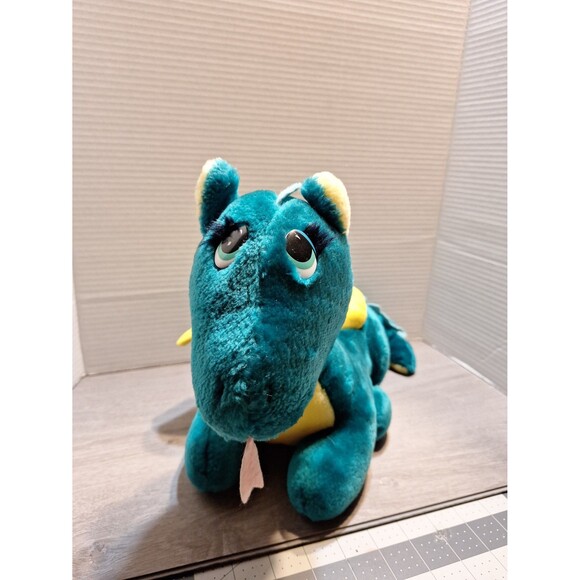 Vintage Dakin Fun Farm 1987 Dragon Plush Stuffed animal toy Turquoise Yellow - Picture 1 of 12